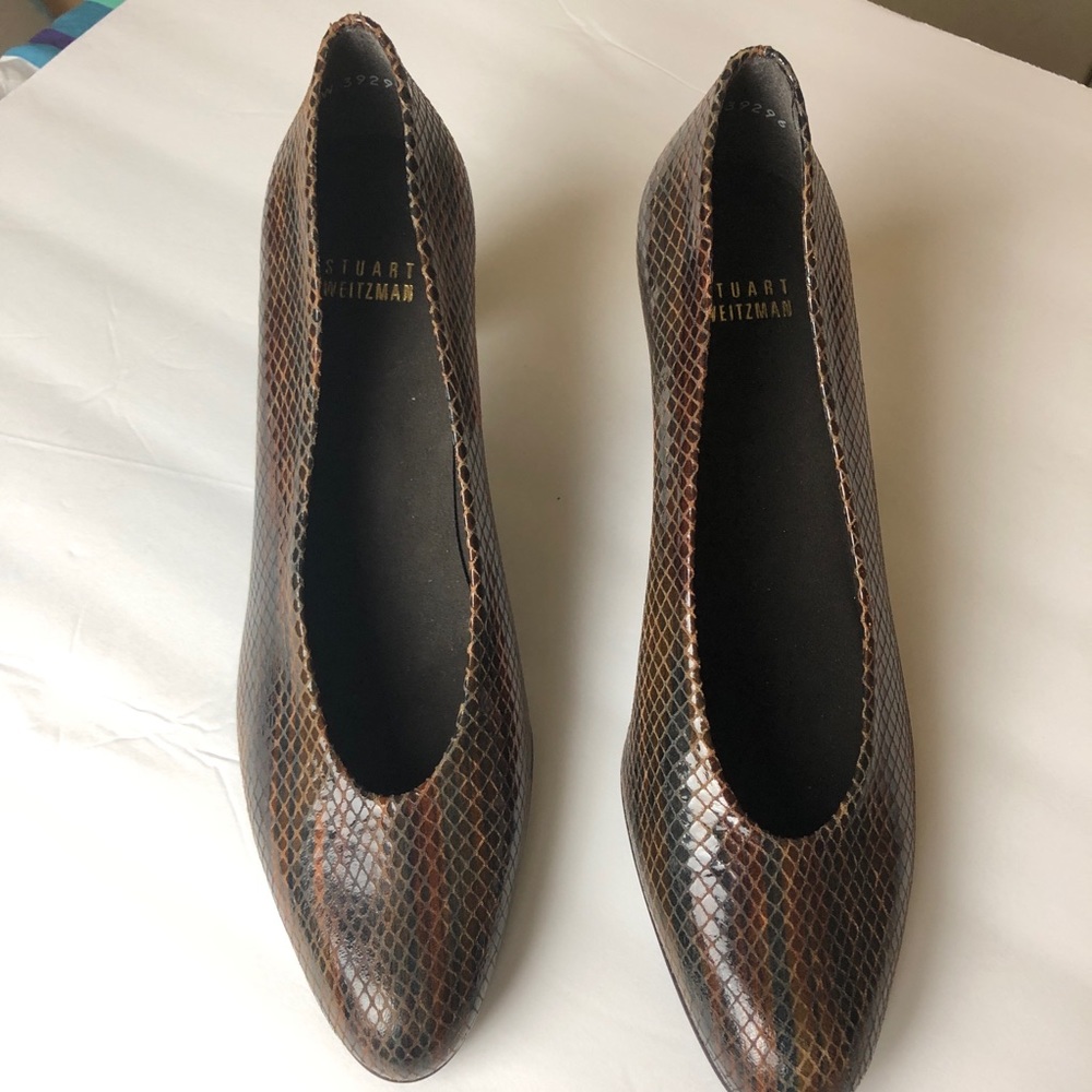 Stuart Weitzman Shoes Block Heel Reptile Pattern - image 1
